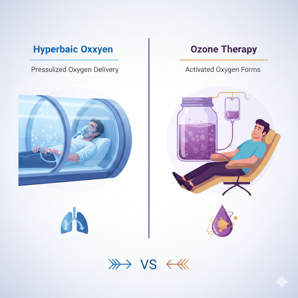 Hyperbaric oxygen therapy compared with ozone therapy