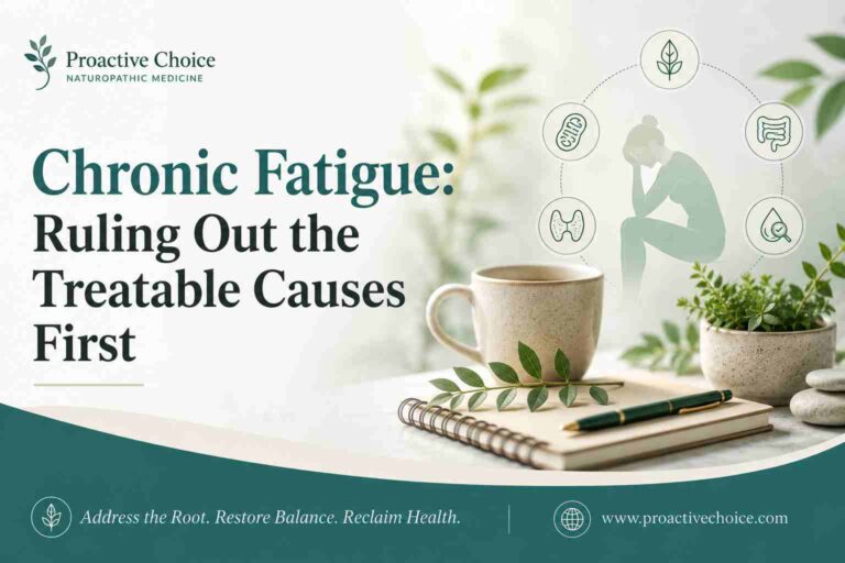 Chronic fatigue evaluation, ruling out treatable causes like thyroid, iron, and sleep apnea first